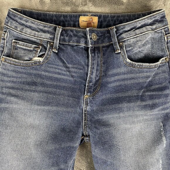 Driftwood Colette Cuffed Cropped Jeans Women's 26 Embroidered Floral Mid Rise - Picture 3 of 12